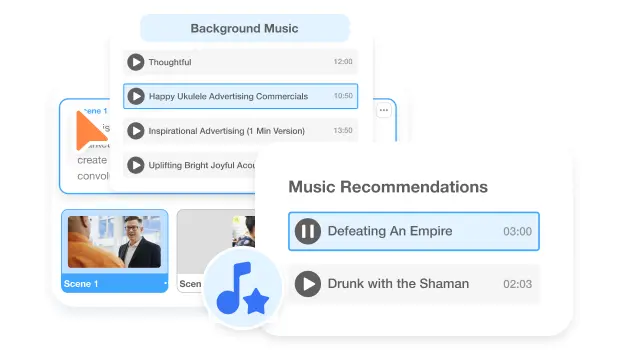 Visla’s AI-powered video editor with background music and media recommendations.